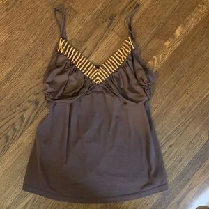 BCBGMaxazria beaded embellished brown tank top